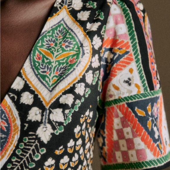 Sezane Black Multicolor Geometric Paisley Midi Dress - Picture 3 of 8